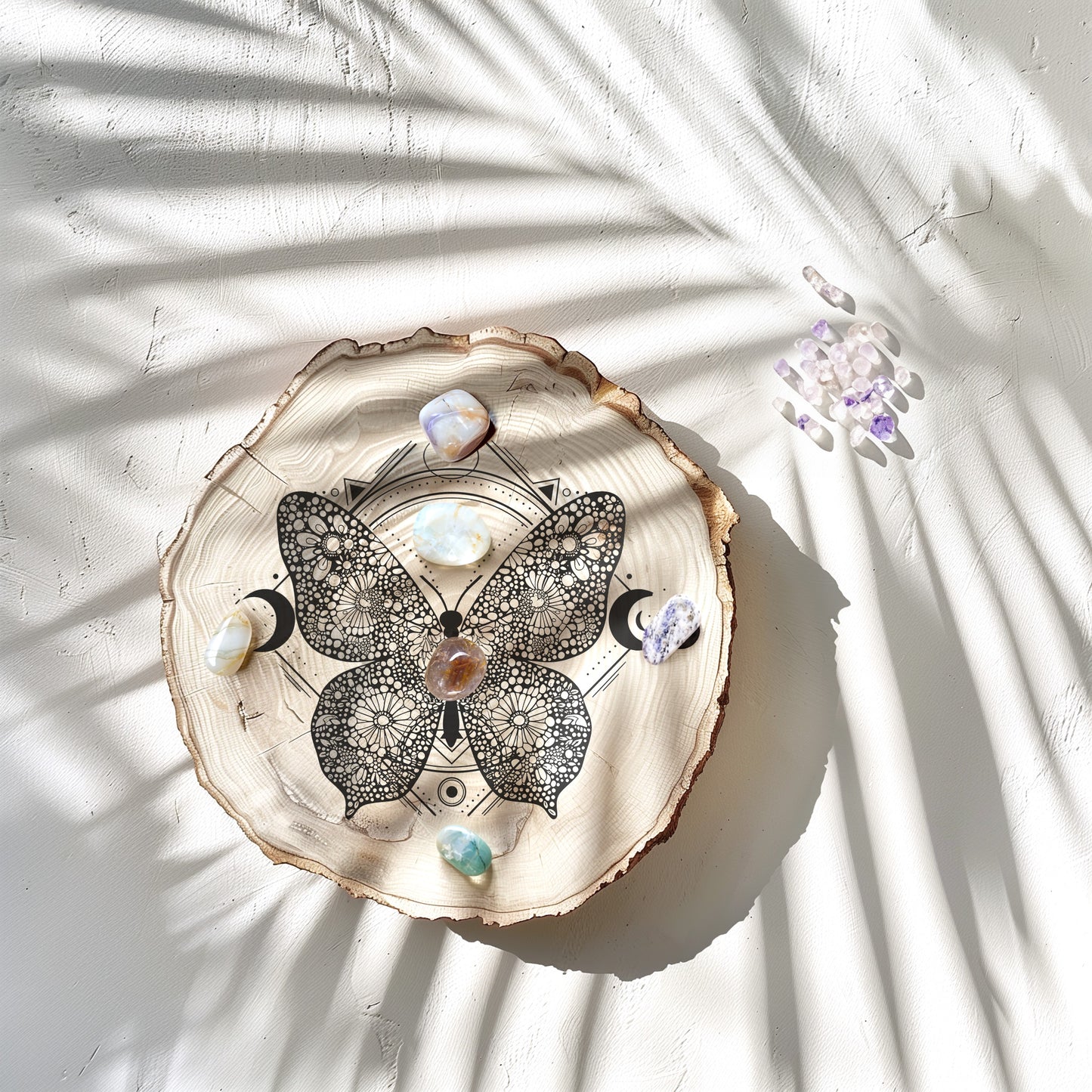 Butterfly Wooden Crystal Grid